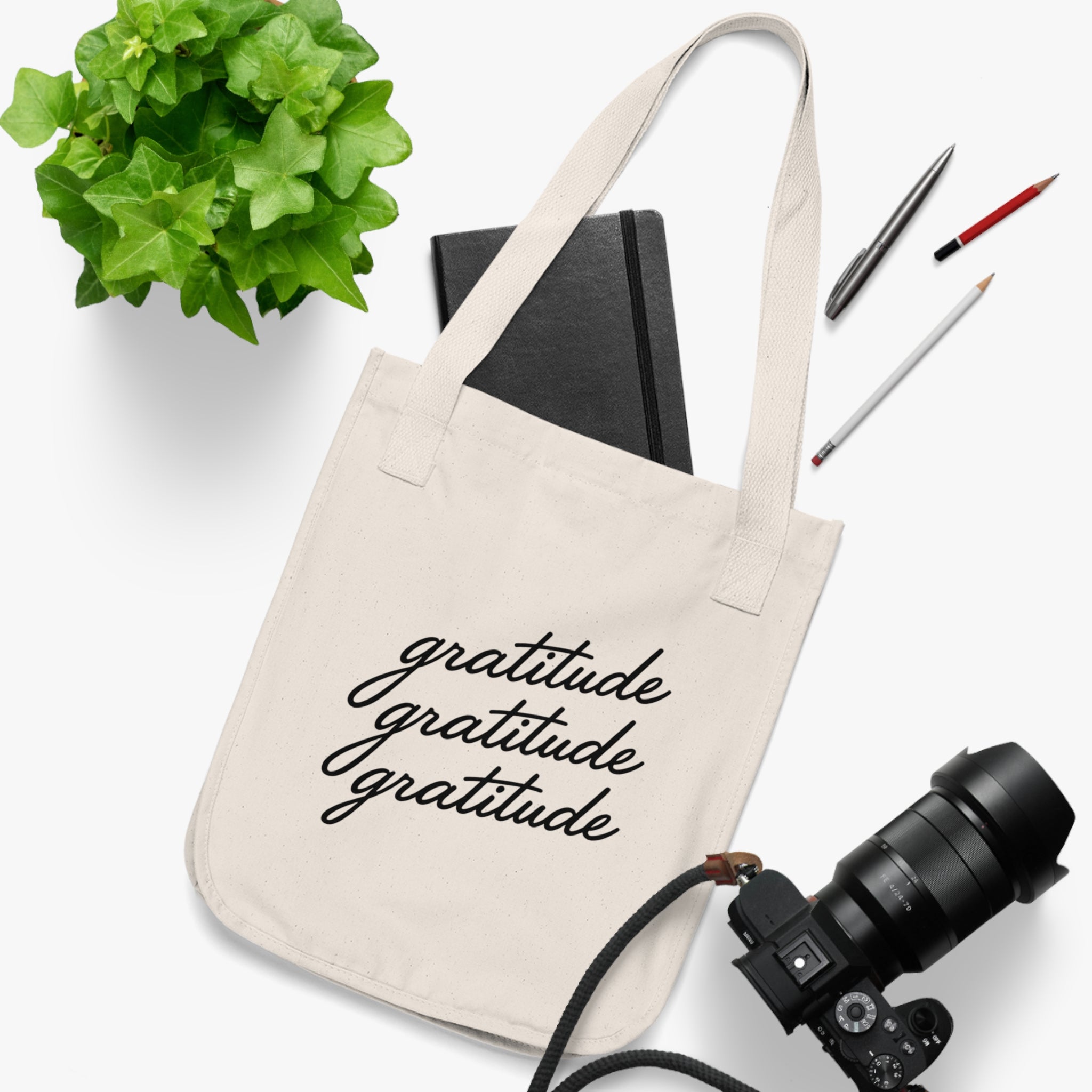 Gratitude Organic Canvas Tote Bag