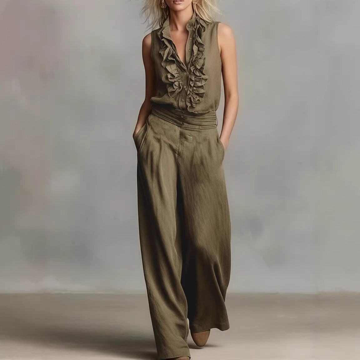 Women’s Linen Blend Two-Piece Set