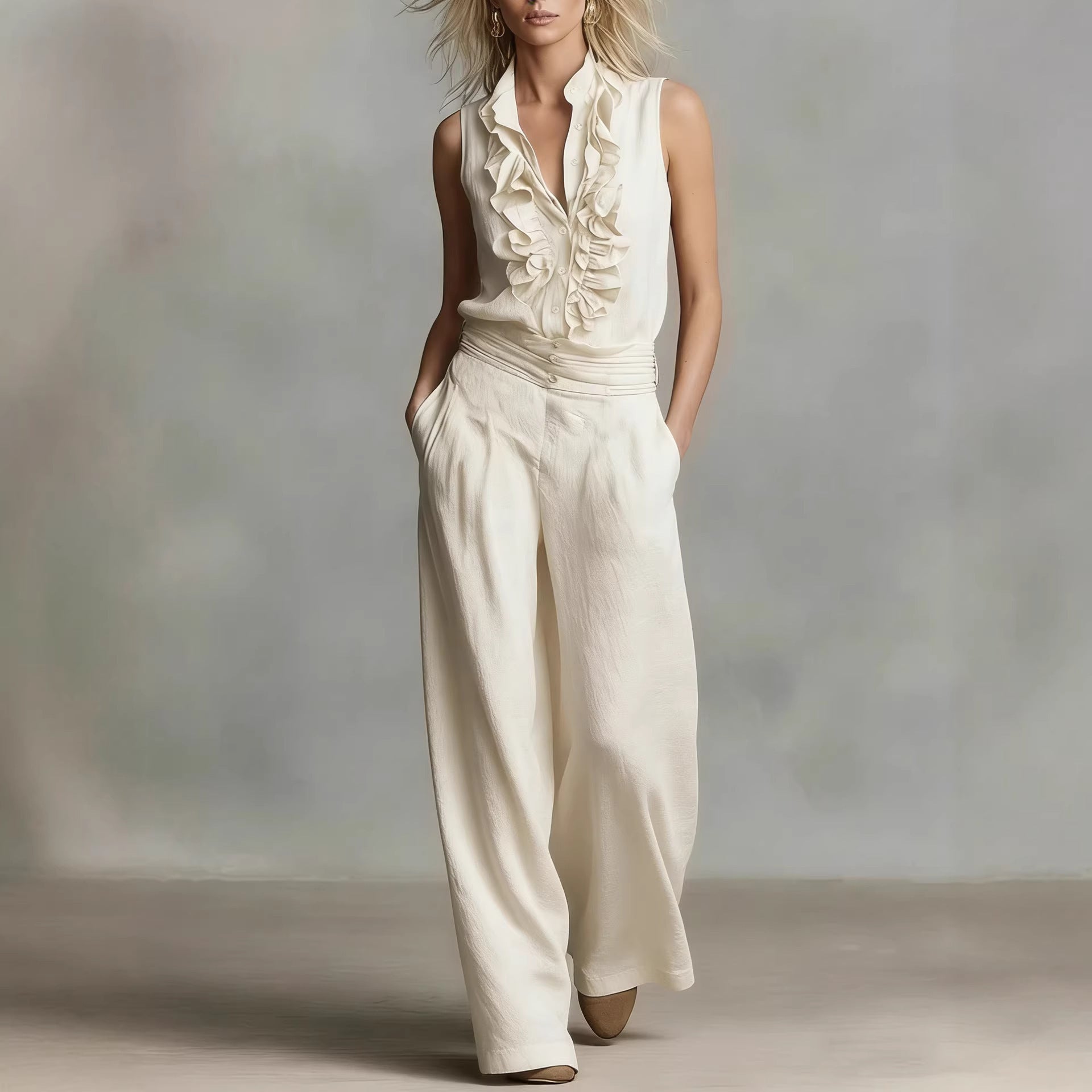 Women’s Linen Blend Two-Piece Set