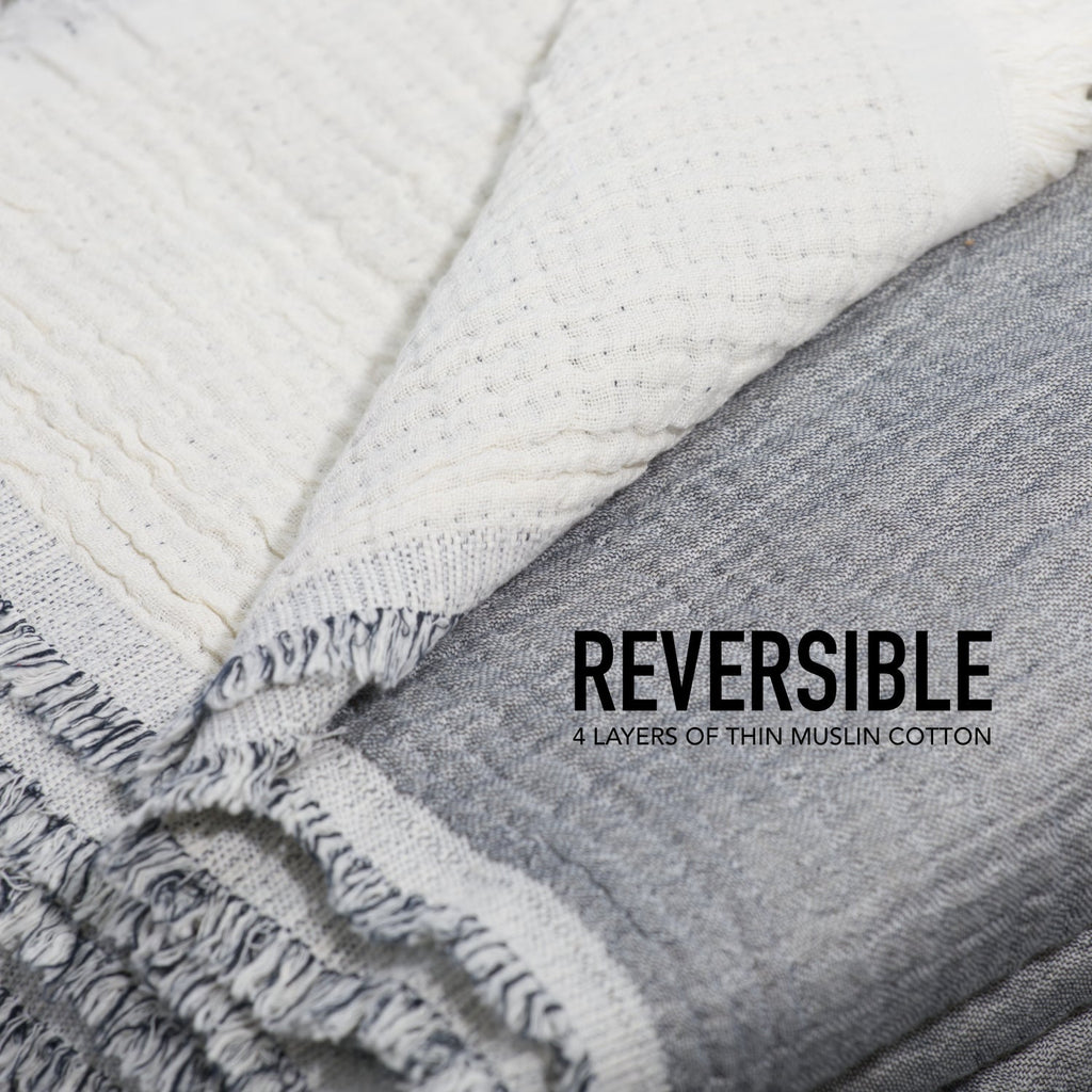 100% Cotton Reversible Muslin Coverlet King Size