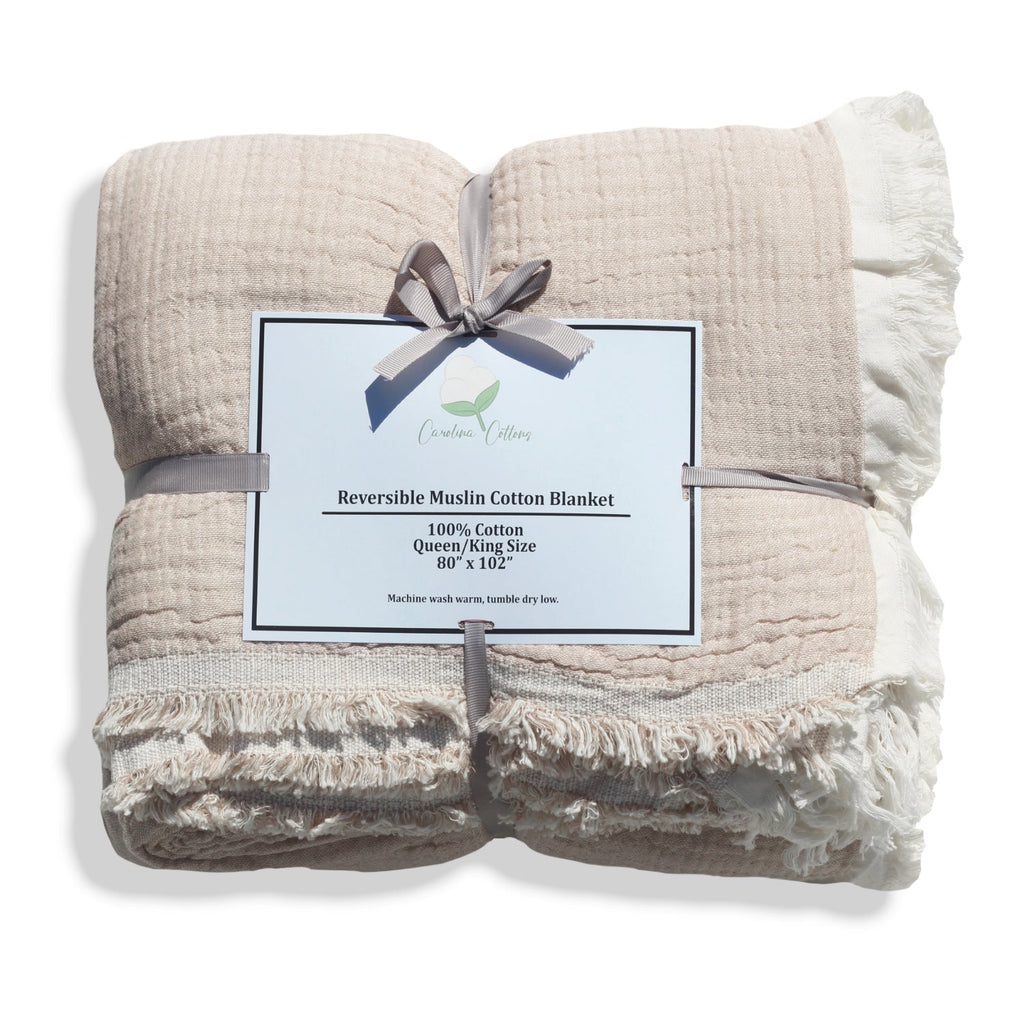 100% Cotton Reversible Muslin Coverlet King Size