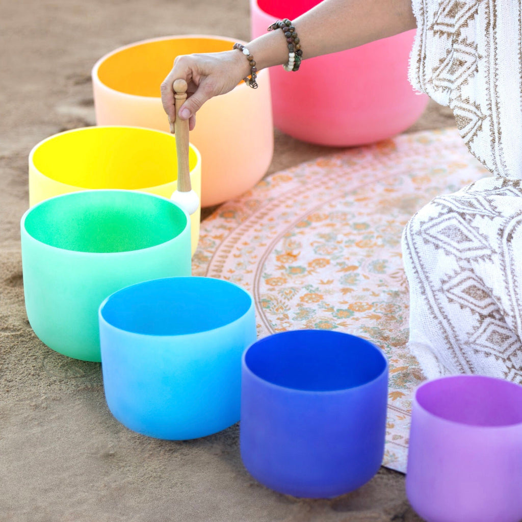 Set of 7 Rainbow Color Sound Therapy Bowls in Carry-On Cases