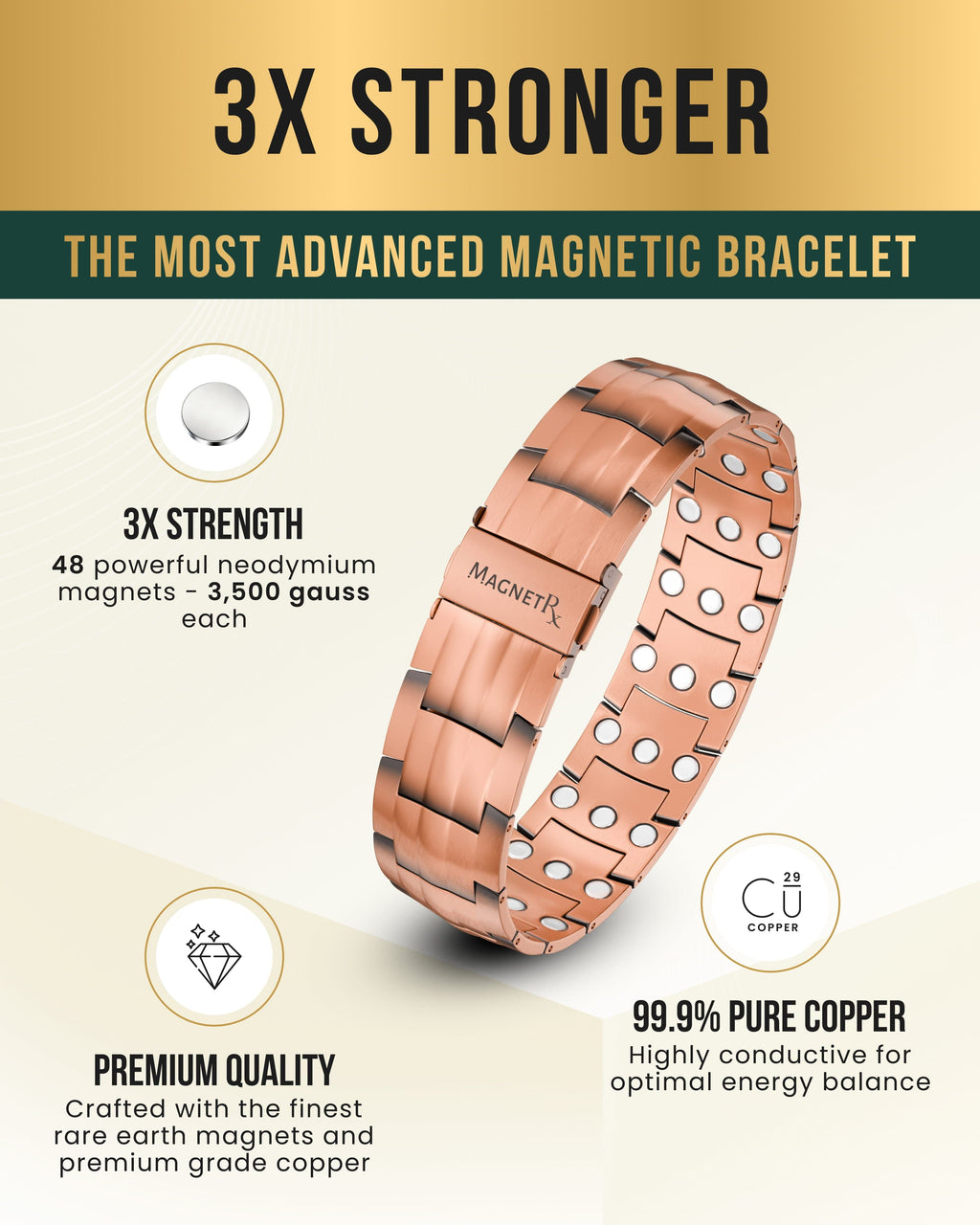 Copper Magnetic Bracelet for Strength & Balance